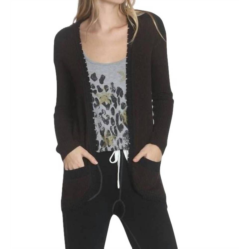 NEW LABEL+THREAD parker fray cardigan in brown/black